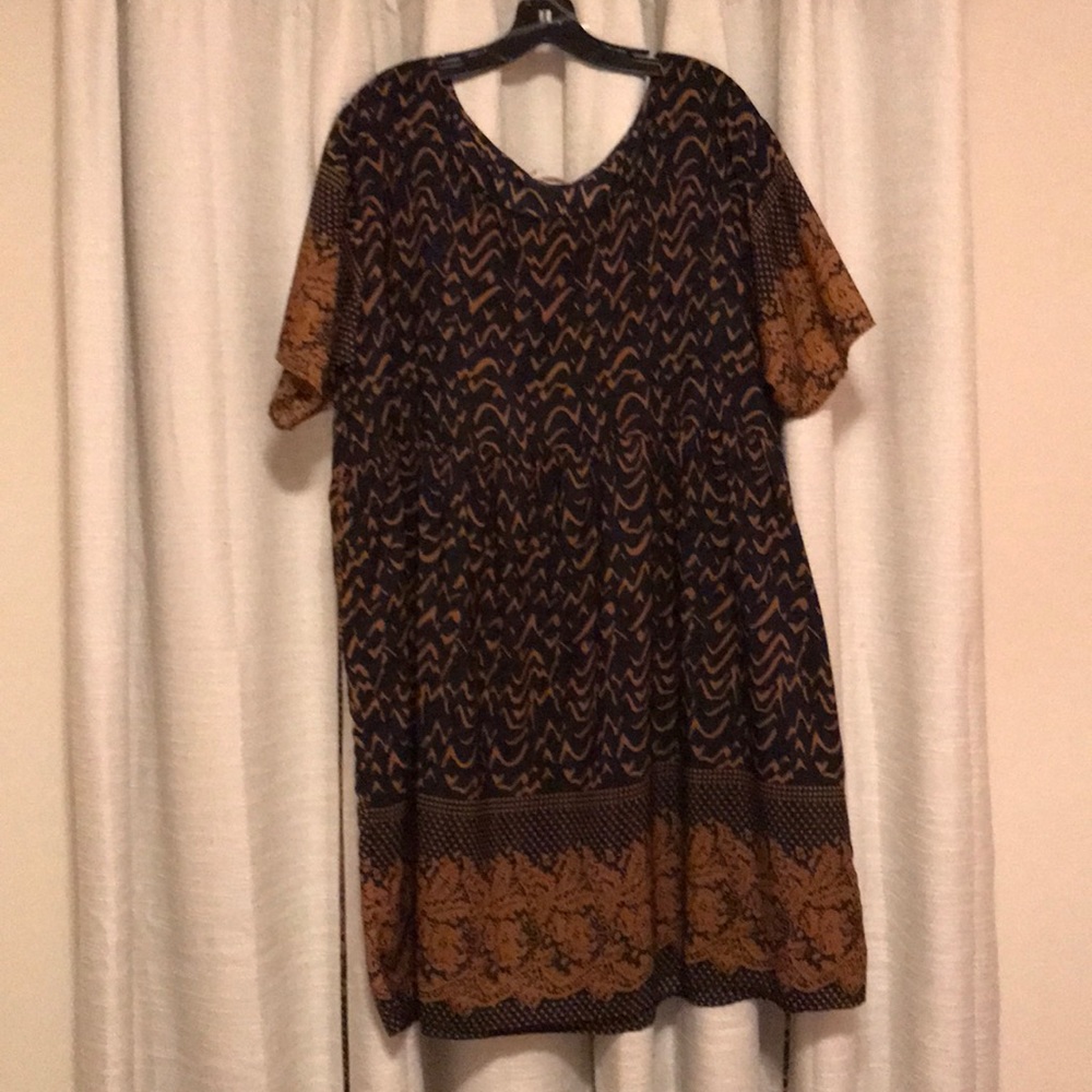 Navy and brown/gold dress